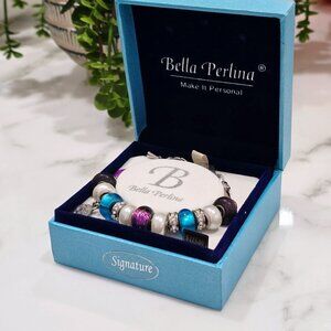 Bella Perlina ✦ Signature Charm Bracelet ✦ Pearl Crystal Beads Gift Box NWT